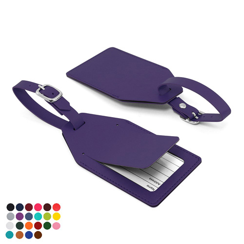 Belluno PU Angled Luggage Tag with Security Flap & printed address card