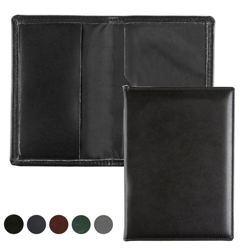 Hampton Leather Card Case with one clear pocket and one leather pocket.