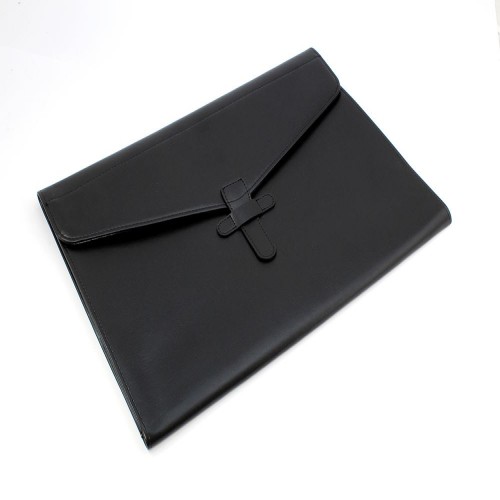 Black Belluno PU Envelope Style Underarm Folio / Laptop Sleeve with Strap