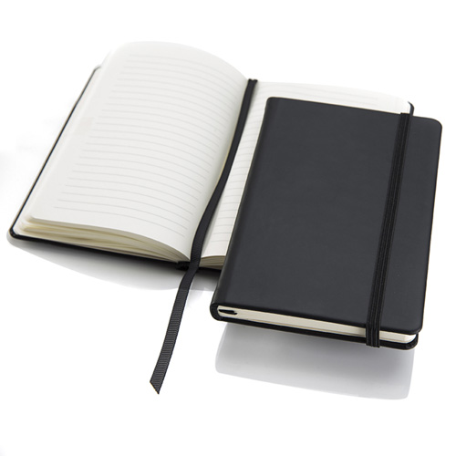 Black Torino Pocket Casebound Notebook with an Black Elastic Strap