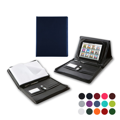 A4 Zipped Portfolio with Integral iPad Holder & Display Stand in a choice of Belluno Colours