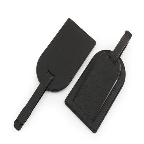 Black Biodegradable Large Luggage Tag in BioD a Biodegradable leather look material. 