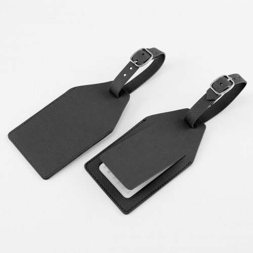 Angled Luggage Tag with security flap in Belluno, a vegan coloured leatherette with a subtle grain.