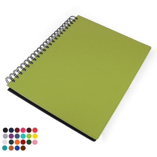 Belluno PU Colours A4 Wiro Notebook with soft touch leather look cover, black board to rear, lined ivory paper.