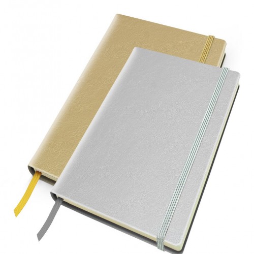 Metallic Leather Look A5 Casebound Notebook with Elastic Strap