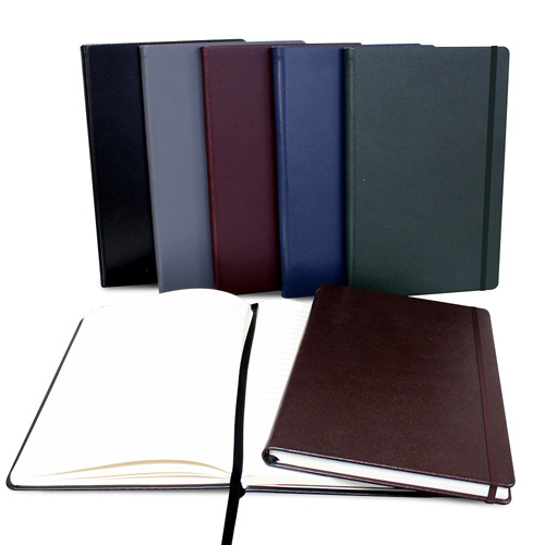 Hampton Leather A5 Casebound Notebook with Elastic Strap and Envelope Pocket
