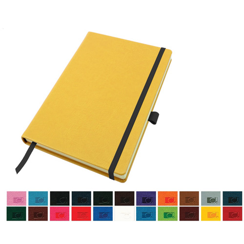 A5 Casebound Notebook with a Elastic Strap and Pen Loop in a Choice of Colours in a choice of Belluno Colours