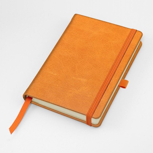 Coloured Kensington Distressed Leather Pocket Casebound Notebook with Elastic Strap & Pen Loop