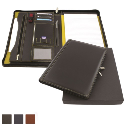 Accent Sandringham Nappa Leather Colours Deluxe Zipped A4 Conference Pad Holder