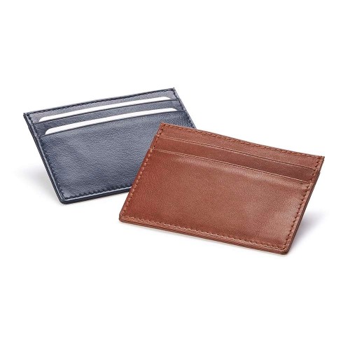  Accent Sandringham Nappa Leather Deluxe Slim Card Case, with accent stitching in a  choice of black, navy or brown.