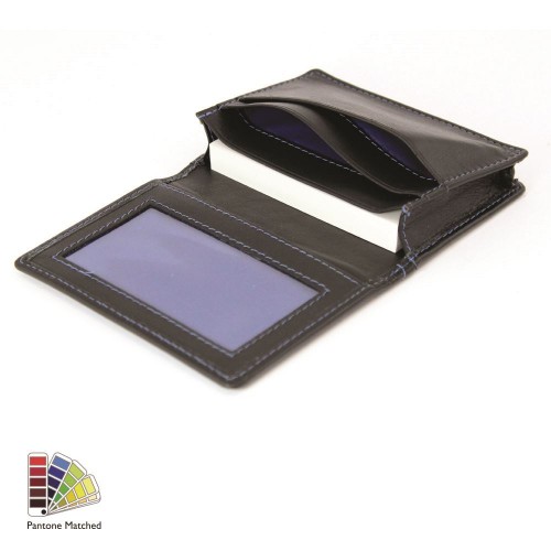 Sandringham Nappa Leather Business Card Holder with Travel or Oyster Card Window made to order in any Pantone Colour