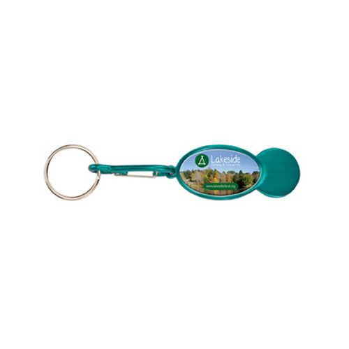 Shopper Trolley Coin Keyring in white