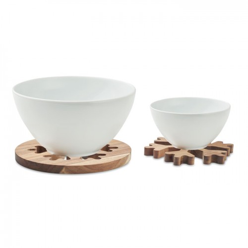 Acacia wooden pot holders set