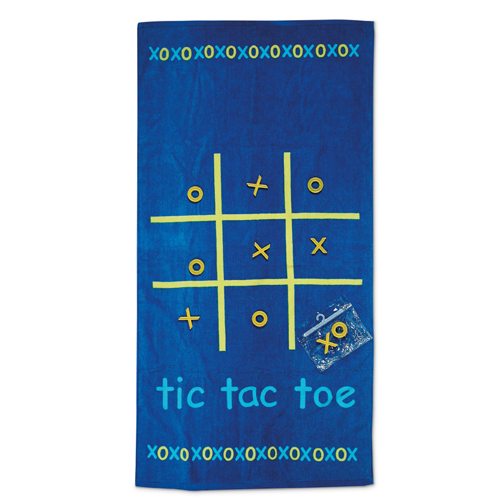 Tic-Tac-Toe Beach Towel in blue
