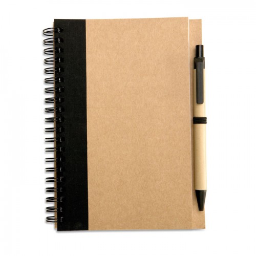 Recycled paper notebook and pen  