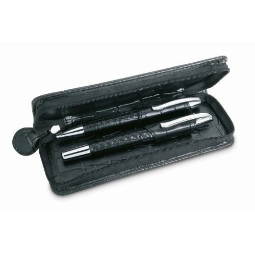 Pen set and pouch in PU case in black