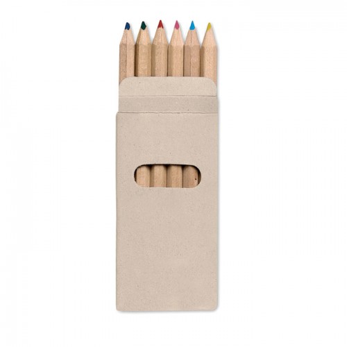 6 coloured pencils in box in 