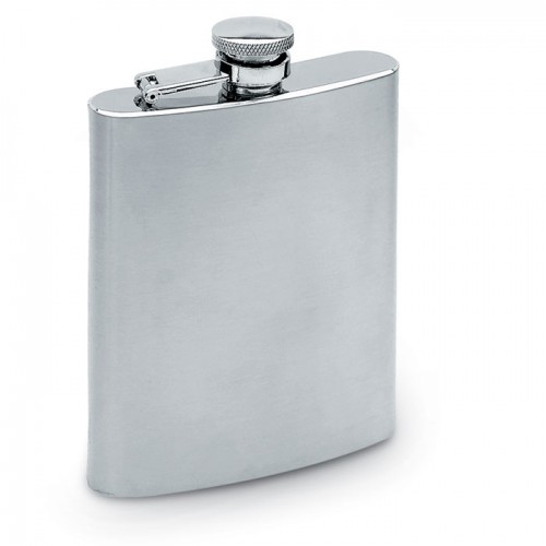 Slim hip flask in matt-silver