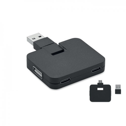 SQUARE-C - 4 port USB hub in 