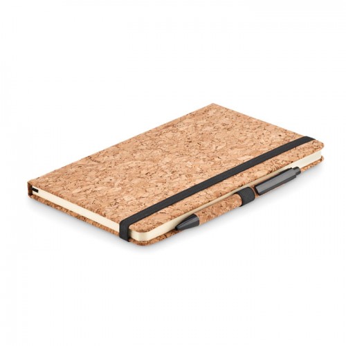 A5 cork notebook with pen in Brown