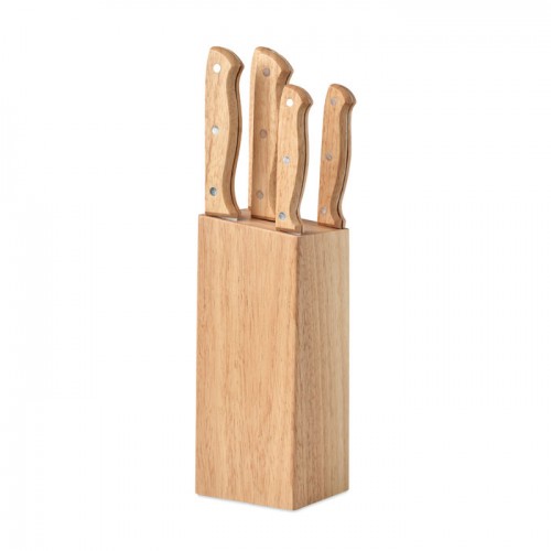 GOURMET - 5 piece knife set in base in 