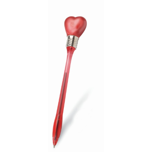 Heart shape light top ball pen  in red