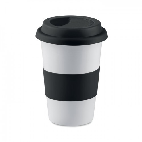 Ceramic mug w/ lid and sleeve in 