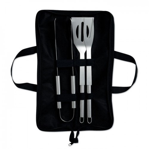 3 BBQ tools in pouch in black