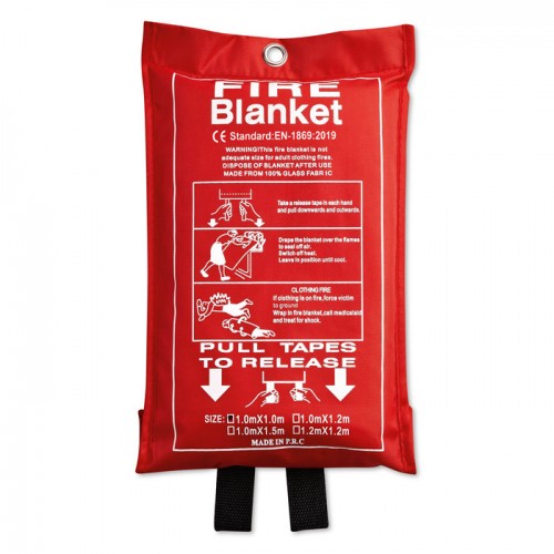 Fire blanket in a pouch in red