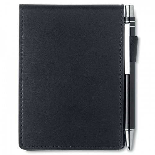 A7 notepad in PU pouch w/pen in Black
