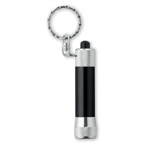 Aluminium torch with key ring in silver