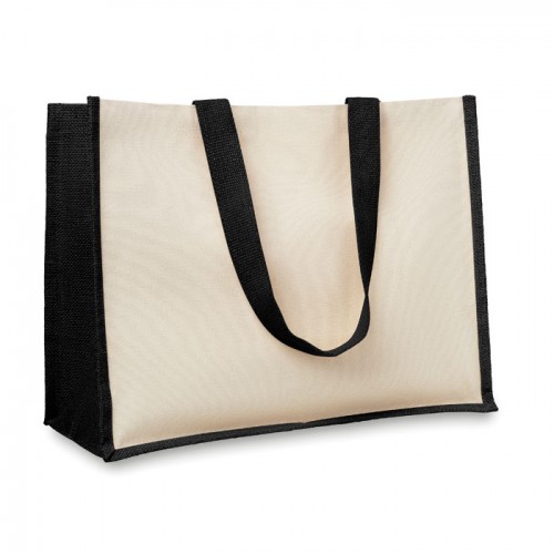 Jute and canvas shopping bag in Red