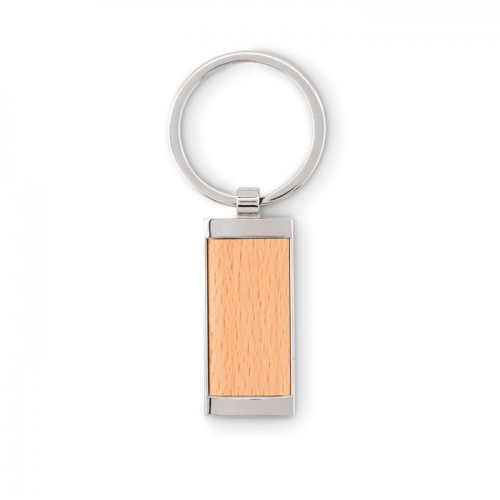 Zinc alloy and wood key ring