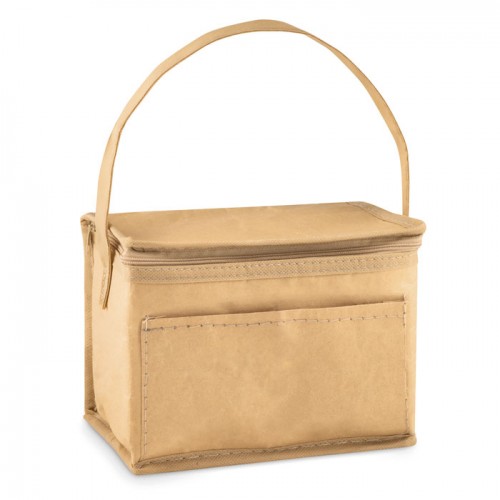 6 can woven paper cooler bag in Brown