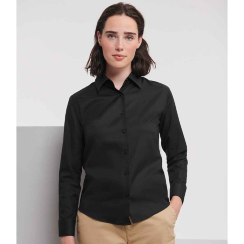 Russell Collection Ladies Long Sleeve Easy Care Oxford Shirt