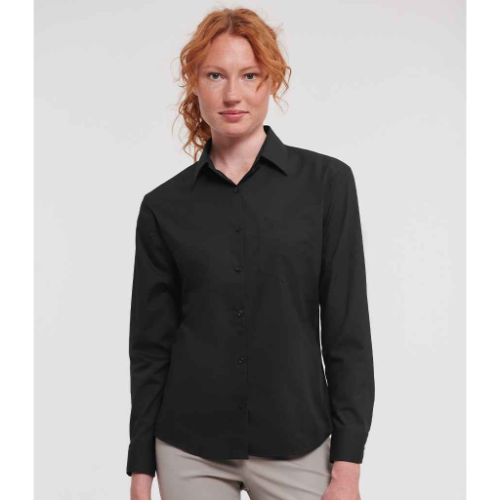 Russell Collection Ladies Long Sleeve Easy Care Poplin Shirt