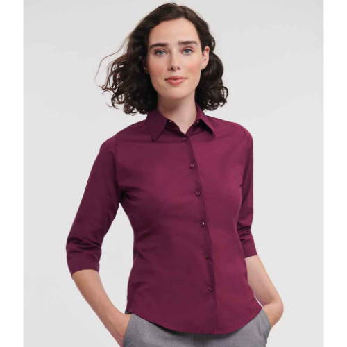 Russell Collection Ladies 3/4 Sleeve Easy Care Fitted Shirt