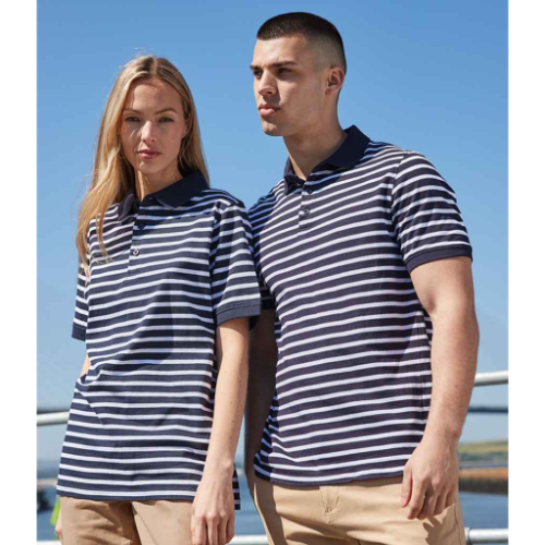 Front Row Striped Jersey Polo Shirt