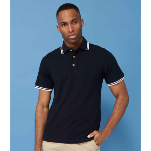 Henbury Contrast Double Tipped Cotton Piqué Polo Shirt