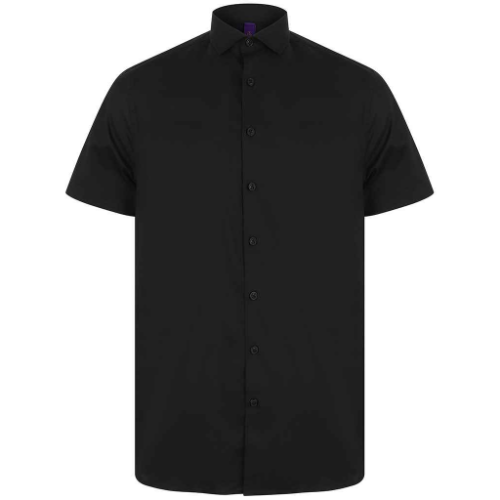 Henbury Short Sleeve Stretch Poplin Shirt