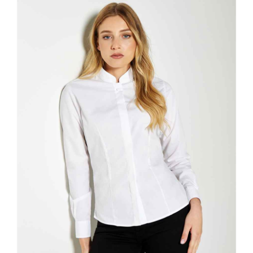 Kustom Kit Ladies Long Sleeve Tailored Mandarin Collar Shirt