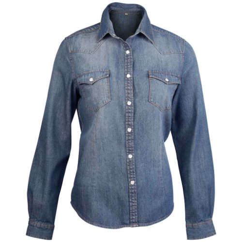 Kariban Ladies Long Sleeve Denim Shirt