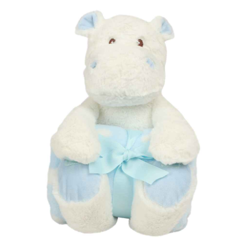 Mumbles Hippo With Printed Fleece Blanket