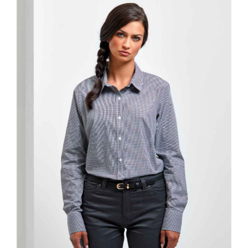 Premier Ladies Gingham Long Sleeve Shirt