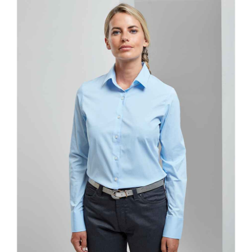 Premier Ladies Long Sleeve Stretch Fit Poplin Shirt