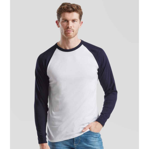 Fruit Of The Loom Contrast Long Sleeve Baseball T-Shirt