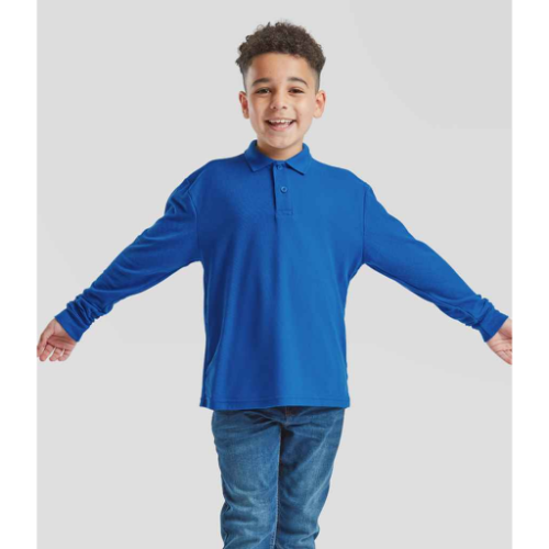 Fruit Of The Loom Kids Long Sleeve Poly/Cotton Piqué Polo Shirt