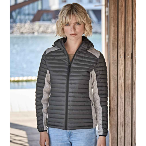 Tee Jays Ladies Crossover Hooded Padded Outdoor Jacket