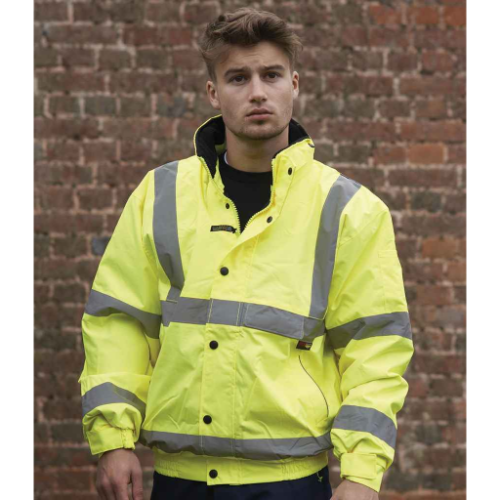 Warrior Hi-Vis Fleece Lined Bomber Jacket