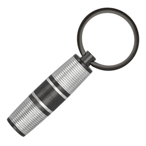 Key Ring Bold Stripe Chrome & Gun